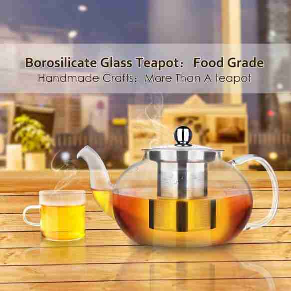 AckMond Clear Glass Teapot with Stainless Steel Infuser