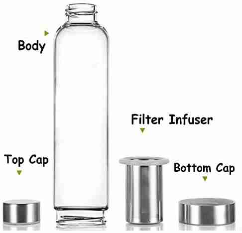 Buoyancy 550ml Portable and Stylish Glass Tea Bottle with Stainless Steel Filter