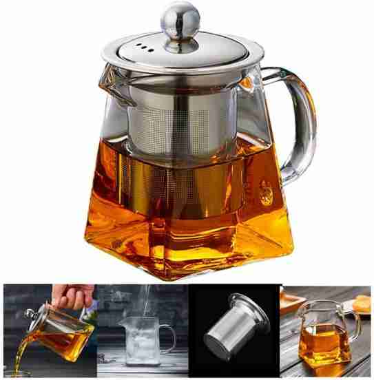 PluieSoleil Glass Teapot for One with Heat Infuser Perfect for Tea 