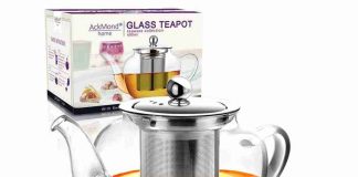 AckMond Clear Glass Teapot in Apple Shape