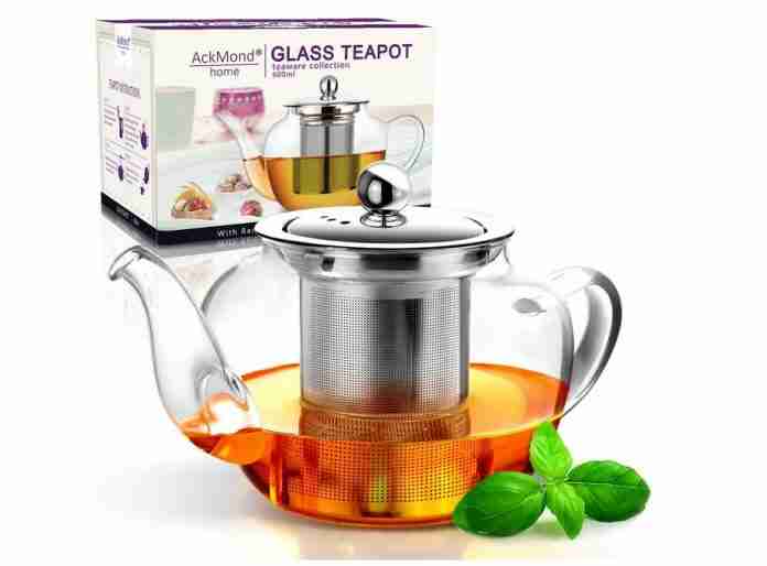 AckMond Clear Glass Teapot in Apple Shape