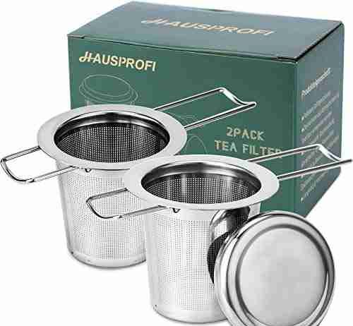 hausprofi tea infuser 304 stainless steel tea strainer with lid and foldable