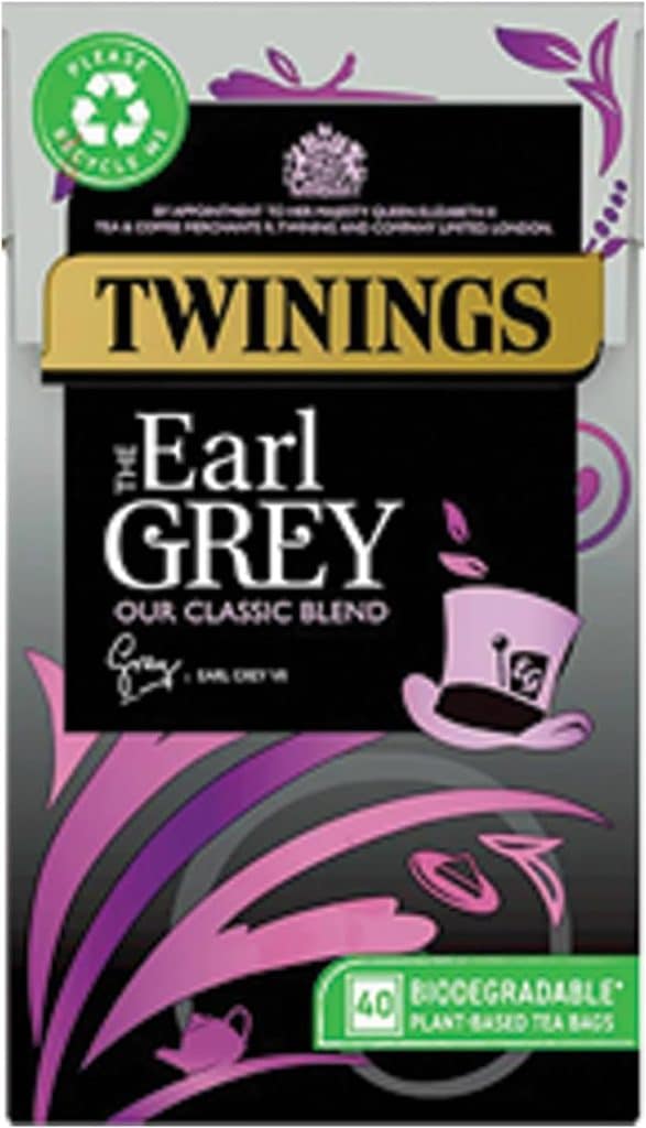 Twinings Earl Grey Tea Bergamot  Lemon Flavoured Black Tea Blend, 40 Biodegradable Tea Bags