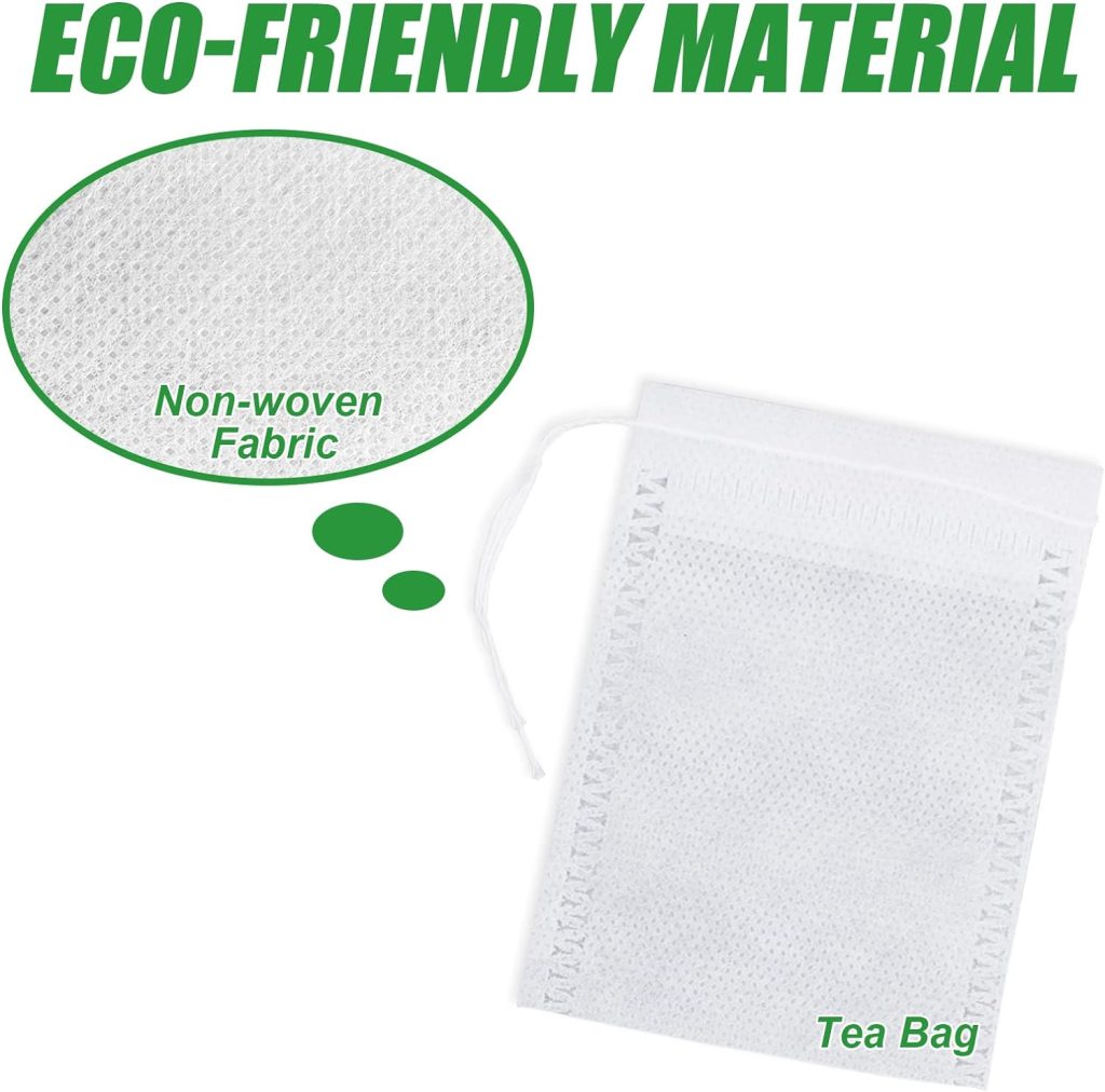 100 Pcs Reusable Tea Bags 9 x 7 cm Empty Tea Bags with Drawstring, Tea Filter Loose Tea Infuser for Tea Spice