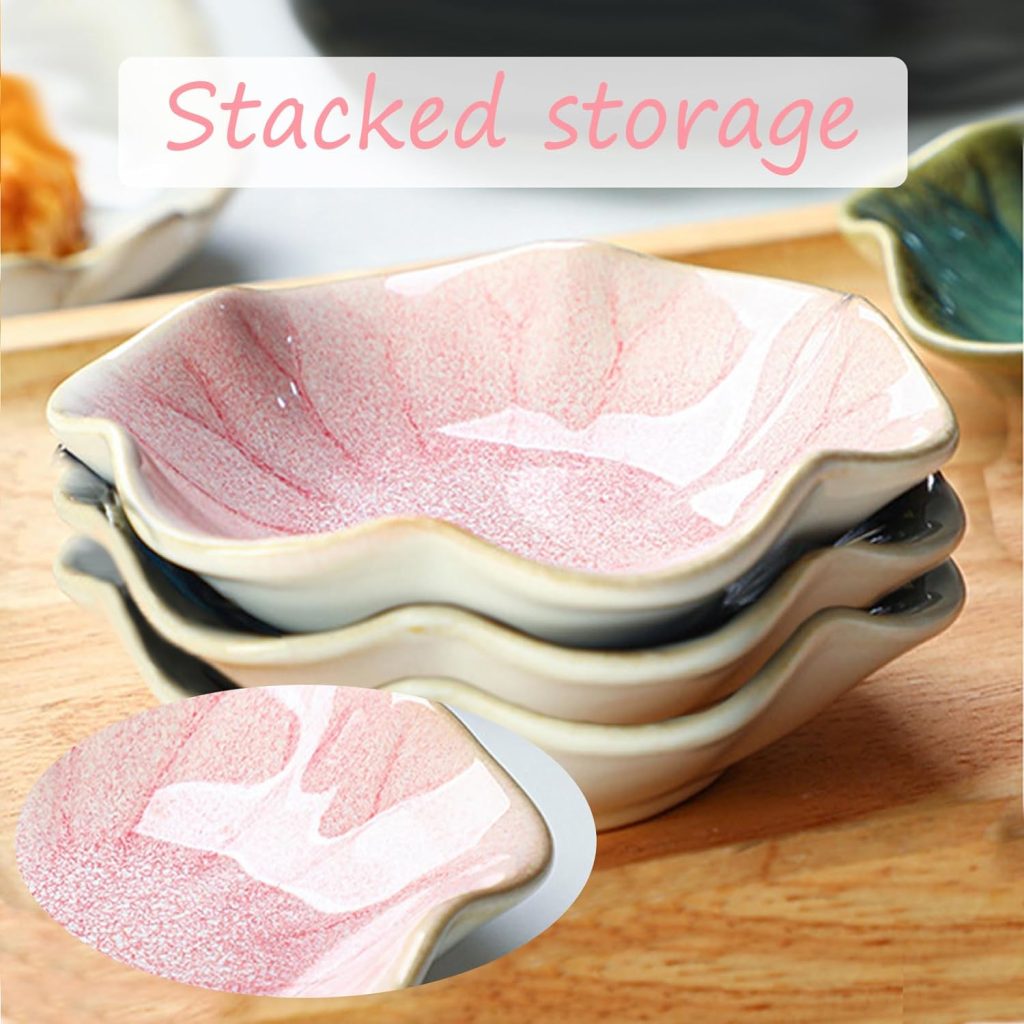 Ceramic Spoon Rest, Tea Bag Holder Dish, Flower Shape Spoon Holder Kitchen, Sauce Dishes, Sushi Soy Dipping Bowl, Coffee Station Decor Coffee Accessories 2pcs (Pink)