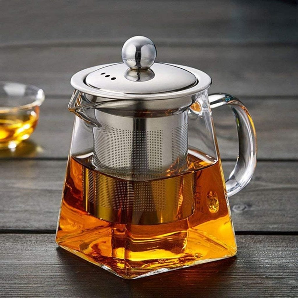 PluieSoleil Glass Teapot 350 ml Teapot for One with Heat Resistant Stainless Steel Infuser Perfect for Tea and Coffee (350ML)