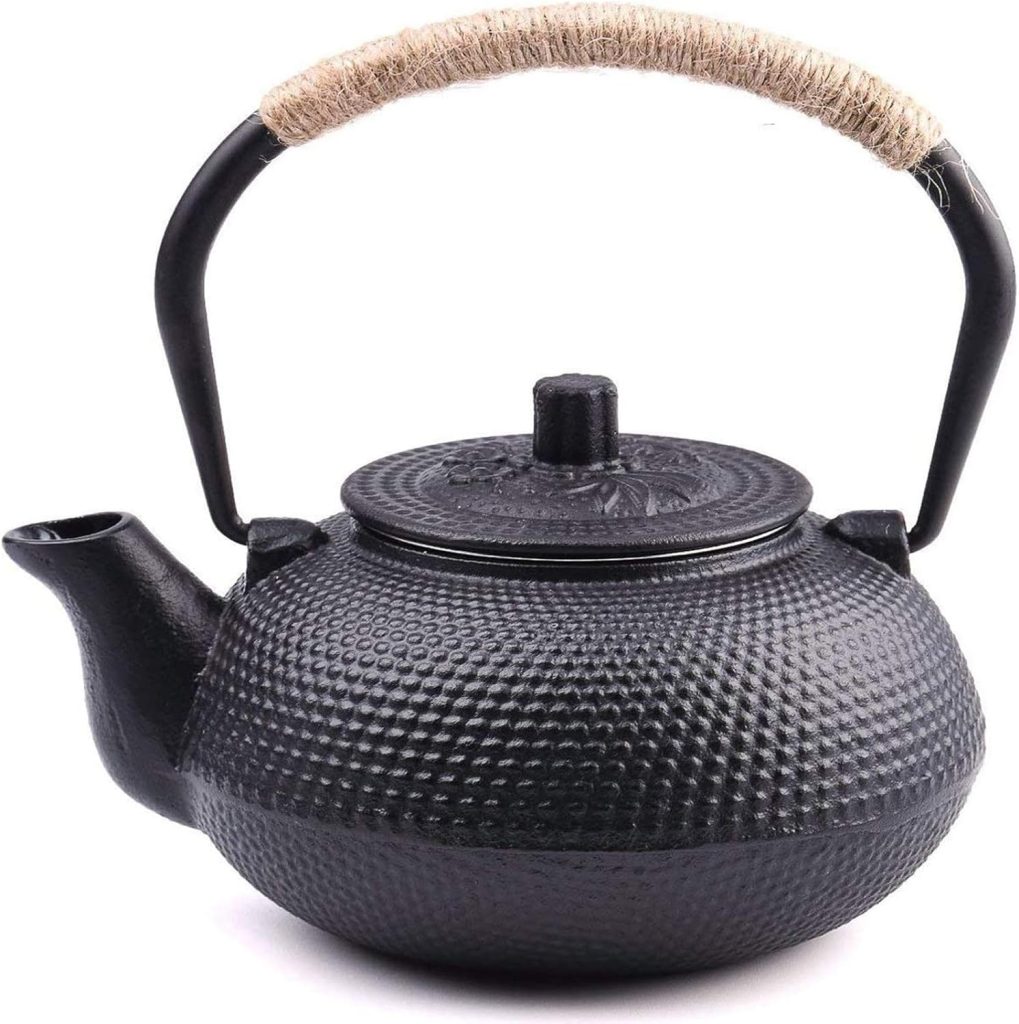 SUSTEAS Japanese Tetsubin Tea Kettle Cast Iron Teapot with Stainless Steel Infuser Black 650ml