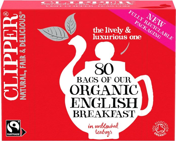 clipper fairtrade organic english breakfast tea bags black tea bags natural unbleached plant based biodegradable sustain