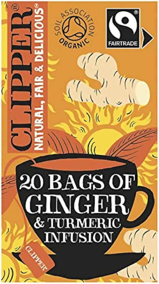 Clipper Organic Restoring Roots Ginger  Turmeric Tea Bags | 20 Tea Infusions in Envelopes | Caffeine Free Teabags | Fairtrade Herbal Tea Bags | Natural, Unbleached Plant-Based  Biodegradable Sachets