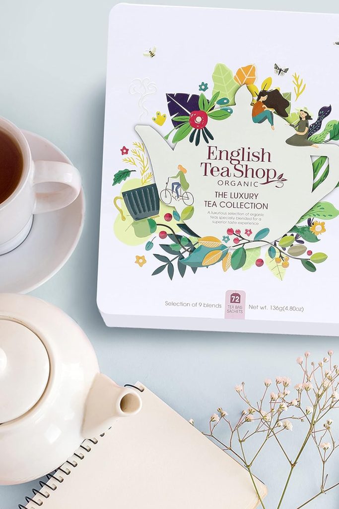 English Tea Shop Organic Luxury Gift Tin - 72 Tea Bag Sachets - 6 Different Flavours., 136 g