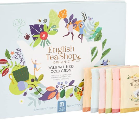 english tea shop organic your wellness collection gift pack 48 tea bags sachets 6 different flavours