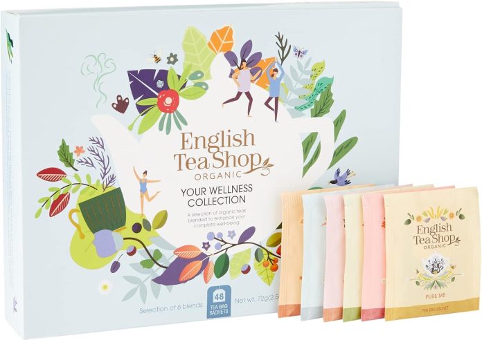english tea shop organic your wellness collection gift pack 48 tea bags sachets 6 different flavours
