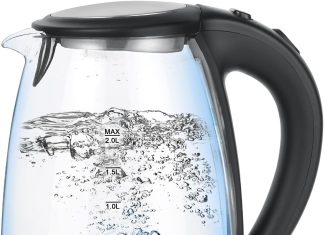 enocos electric kettle 20l glass kettles with blue led 2300w 5 mins fast boil easy to clean auto shut off and boil dry p