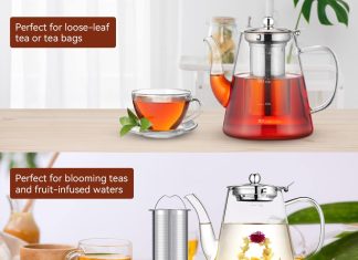 glass teapot zpose 1200ml teapot with removable loose tea infuser borosilicate glass tea pot with scale line stovetop sa 1
