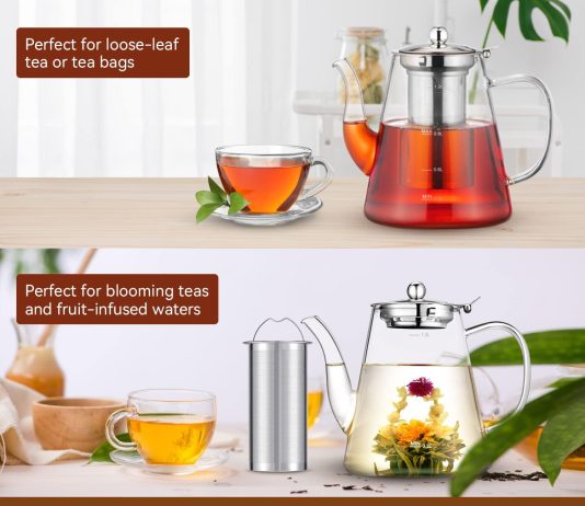 glass teapot zpose 1200ml teapot with removable loose tea infuser borosilicate glass tea pot with scale line stovetop sa 1