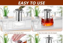 pluiesoleil clear glass teapot with infuser round shape infuser tea pot heat resistant borosilicate glass strainer teapo 1
