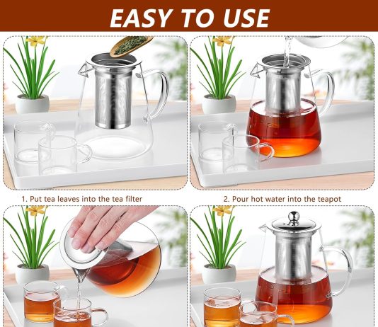 PluieSoleil Clear Glass Teapot Review pluiesoleil clear glass teapot with infuser round shape infuser tea pot heat resistant borosilicate glass strainer teapo 1