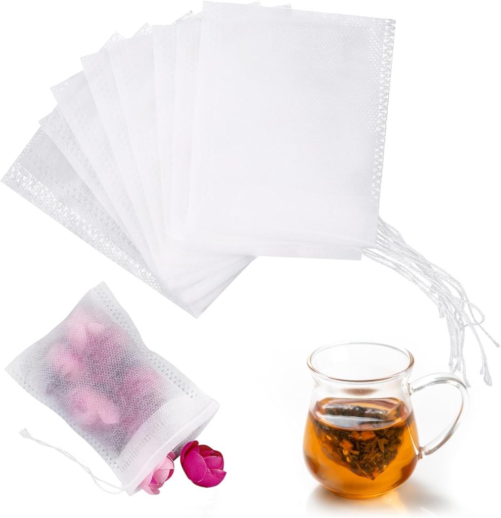 Sibba Tea Strainer Bags For Loose Leaf 100 PCS Disposable Filter Infuser Pitcher Drawstring Organizer Cooking Accessories Spice Pockets Seasoning Tank Spoon Diffusers Empty Fillable Sachets Small Sock