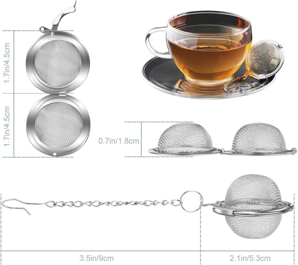 Tea Infuser - GLUBEE Stainless Steel Tea Strainer Food Grade Mesh Tea Filter (2-Pack, 4.5cm)