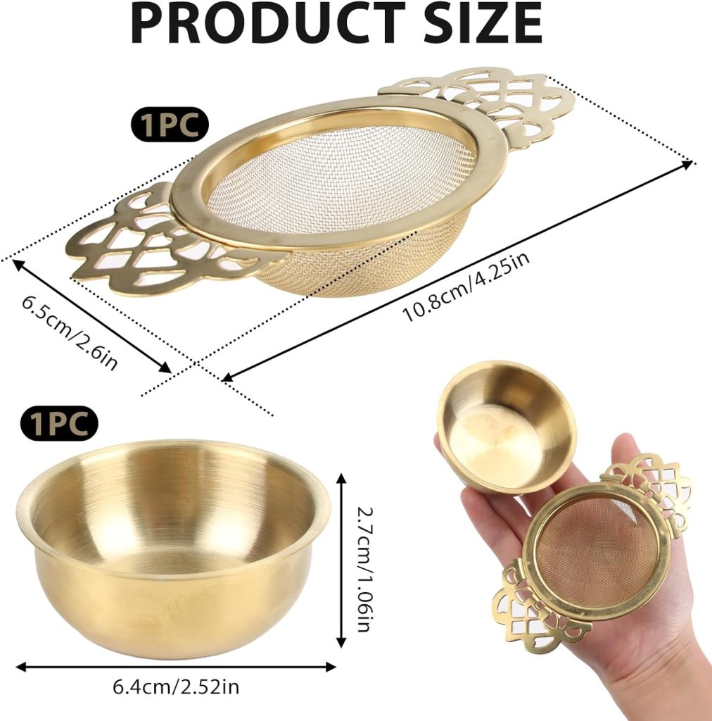 Tea Strainer Gold Loose Tea Infuser Loose Tea Strainers, Tea Strainers for Loose Tea Small Tea Infuser for Loose Tea Stainless Steel Tea Strainers for Loose Tea Fine Mesh with Double Winged Handles