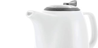 tealyra daze ceramic large teapot red 1400ml 6 7 cups with stainless steel lid extra fine infuser for loose leaf tea 1