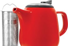 tealyra daze ceramic teapot in red 800ml 2 3 cups small stylish ceramic teapot with stainless steel lid and extra fine i