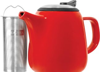tealyra daze ceramic teapot in red 800ml 2 3 cups small stylish ceramic teapot with stainless steel lid and extra fine i