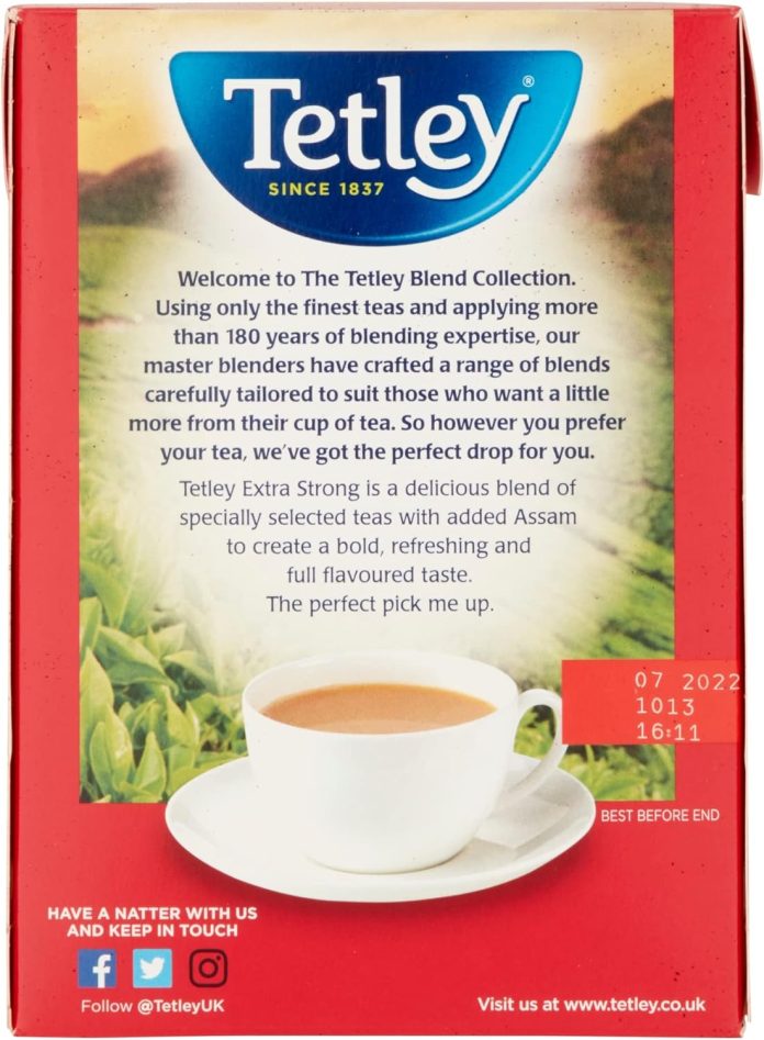 tetley extra strong tea black tea pack of 6 boxes 450 teabags 1