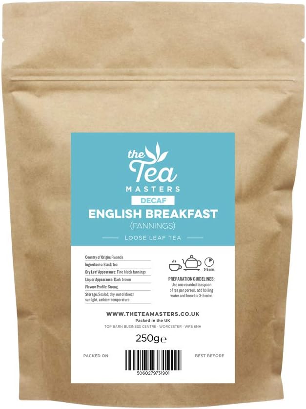 The Tea Masters Loose Leaf Tea - Decaf English Breakfast - Fannings (1x250g)