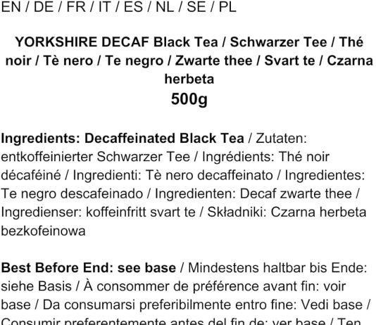 yorkshire tea decaffeinated tea 500 g