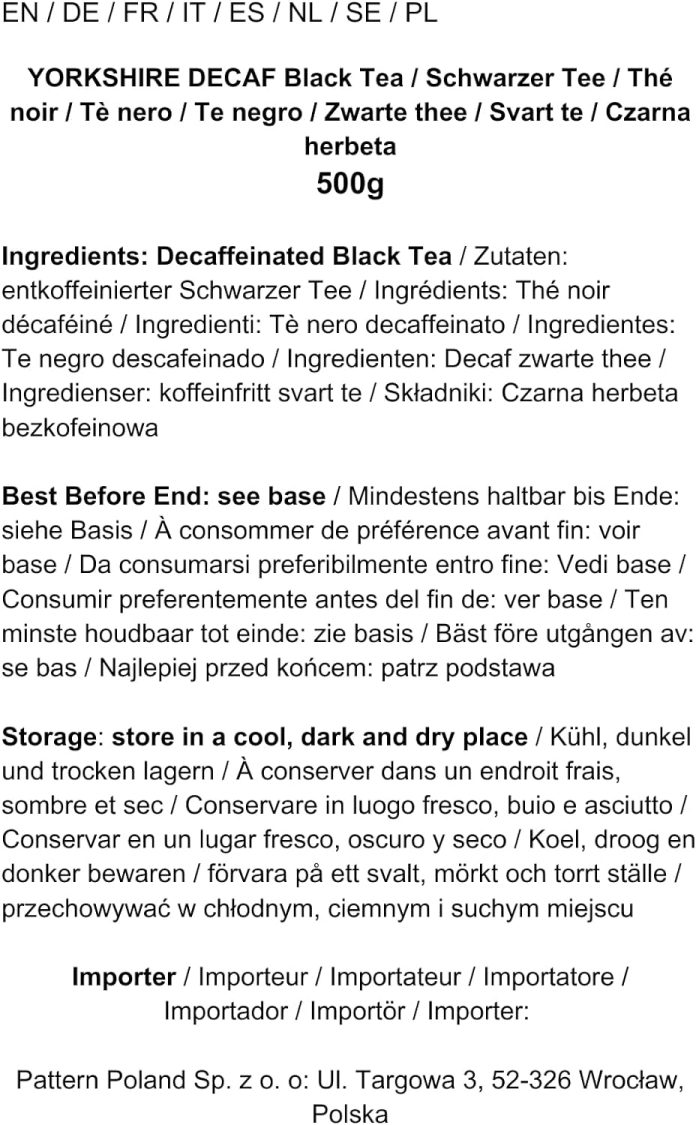 yorkshire tea decaffeinated tea 500 g