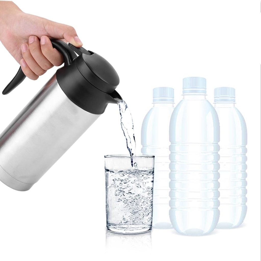 750ml DC 24V Electric Travel Car Kettle, Stainless Steel Mug Car Coffee Cup Warmer, Hot Water Kettle Fast Boiling for Tea Coffee