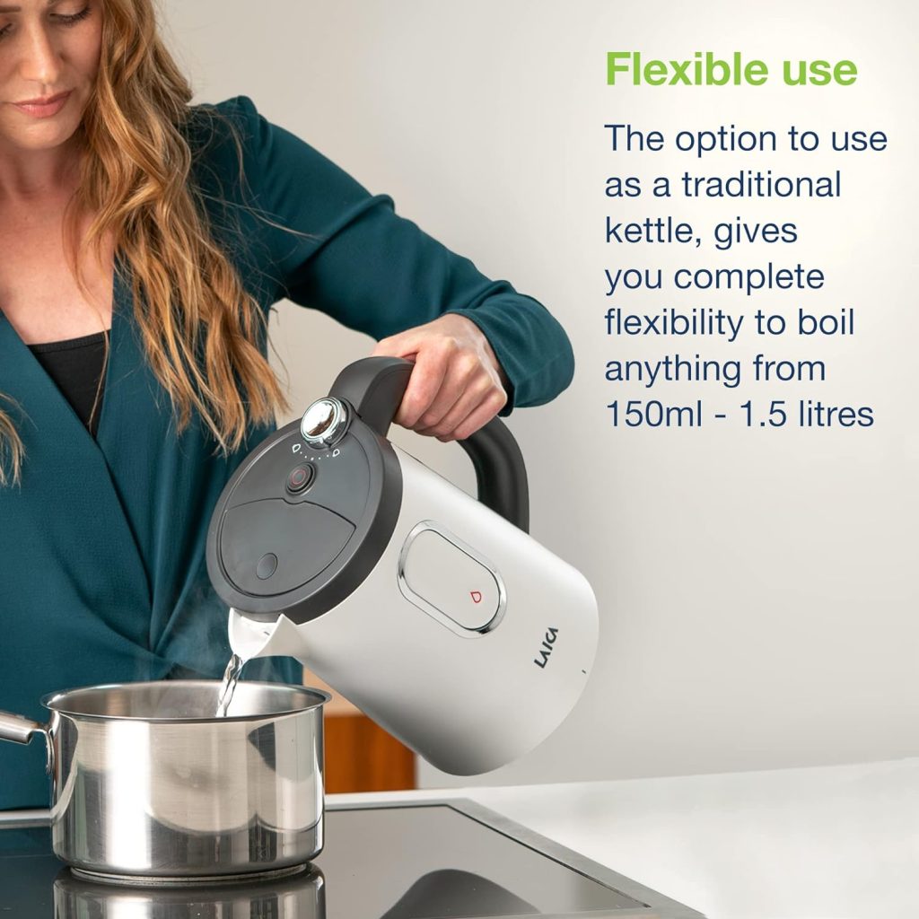 LAICA Dual Flo Electric Kettle - One-Cup Fast Boil Hot Water Dispenser - 1.5L Capacity - Hot Drinks in less than 60 seconds