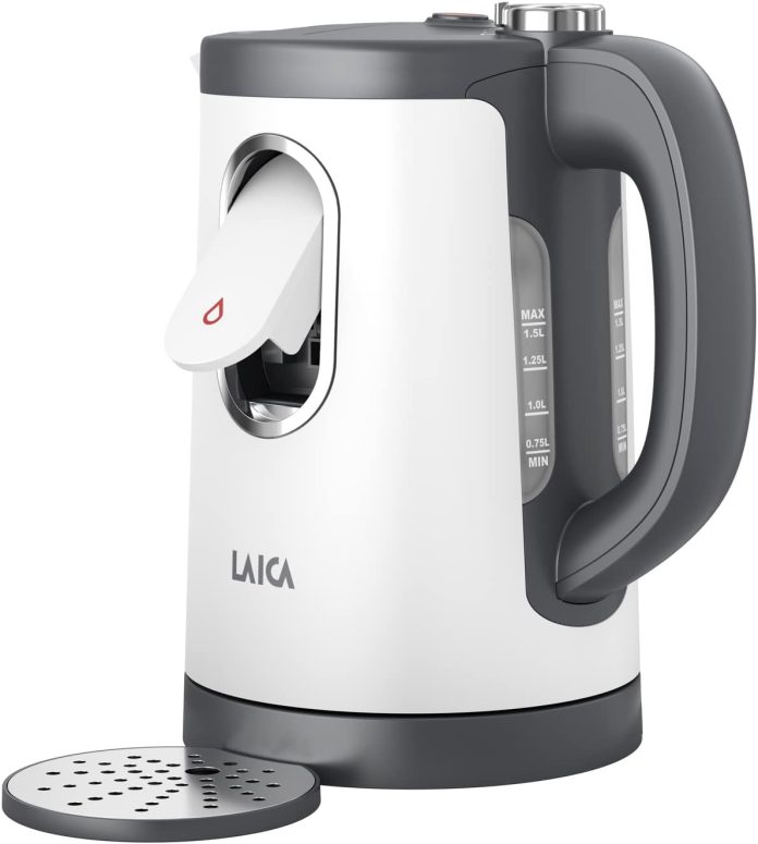 laica dual flo electric kettle one cup fast boil hot water dispenser 15l capacity hot drinks in less than 60 seconds