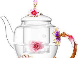Luka Tech 35oz Enamel Glass Flower Teapot review