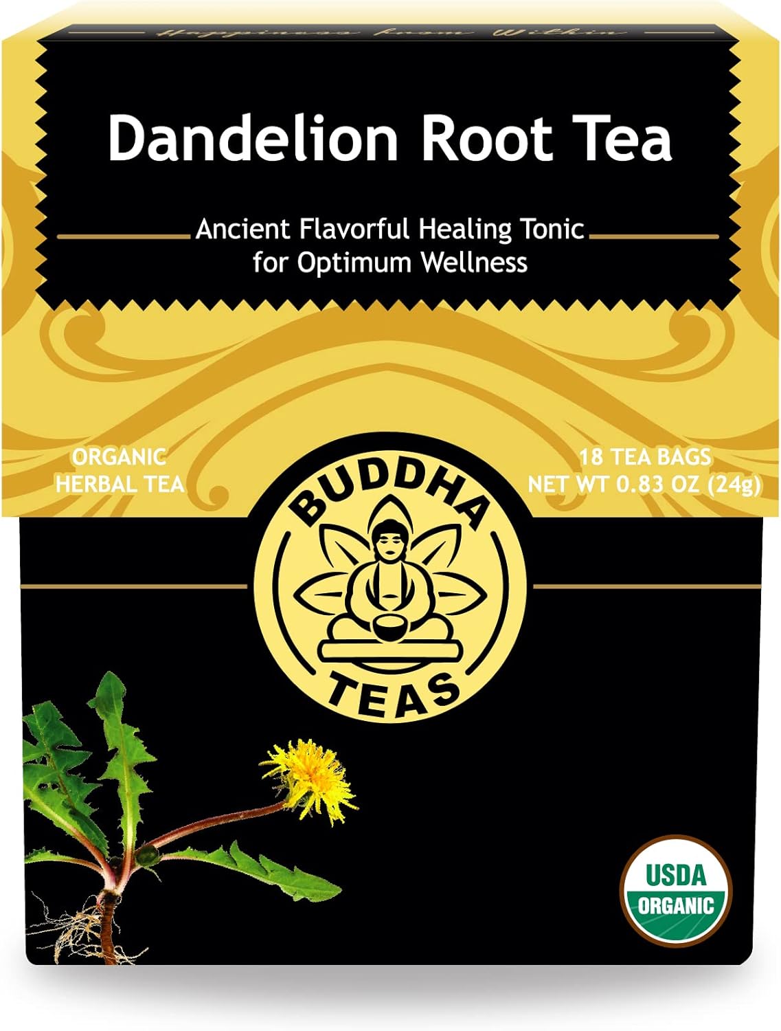 Buddha Teas Dandelion Root Tea - Kosher, Caffeine-Free, GMO-Free - 18 Bleach-Free Tea Bags multi 24g Buddha Teas Dandelion Root Tea - Kosher, Caffeine-Free, GMO-Free - 18 Bleach-Free Tea Bags multi 24g